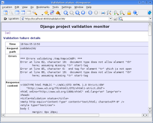 Django validator app displaying details of a page with invalid
HTML