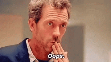GIF of Hugh Laurie saying “oops”