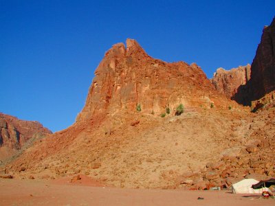 Hill behind Bedouin tent