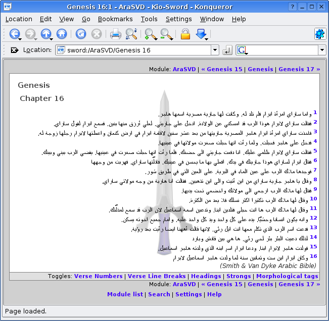 Kio-Sword showing an Arabic module
